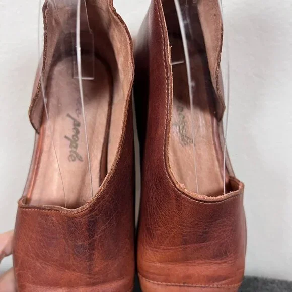 Free People Flat Leather Royale Half D'Orsay Brown Shoes EU 36 US 6 Minimal - Picture 5 of 6